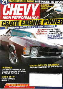 CHEVY HIGH PERFORMANCE 2008 JULY - FLOORPAN, EL CAMINO, GUAGE PACK, Q-JETS